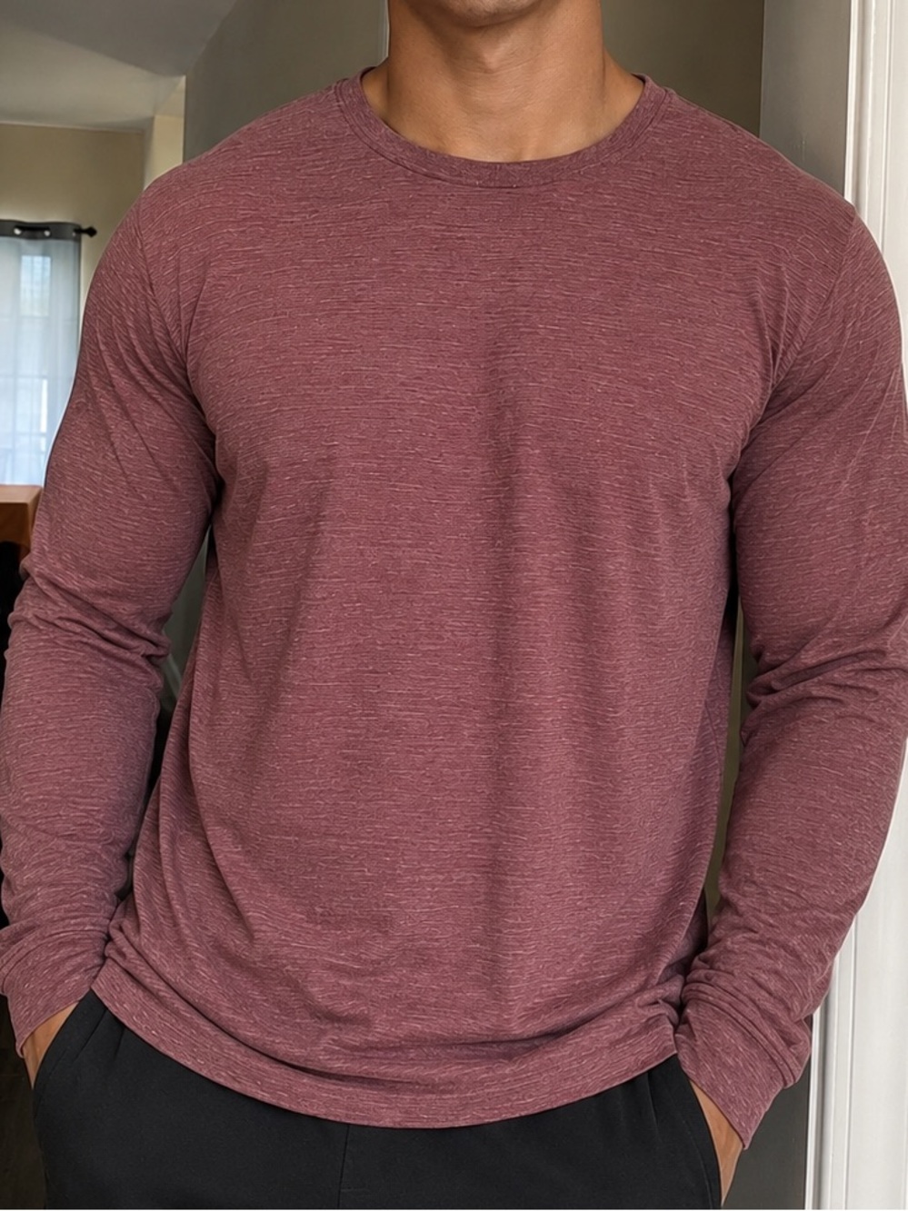Hedge Burgundy Long-Sleeve Crewneck Shirt